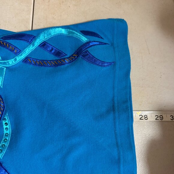 Victoria Harbour Vintage XL Blue T-Shirt Embroidered Sequin Fish Ocean Tropical - Picture 9 of 9